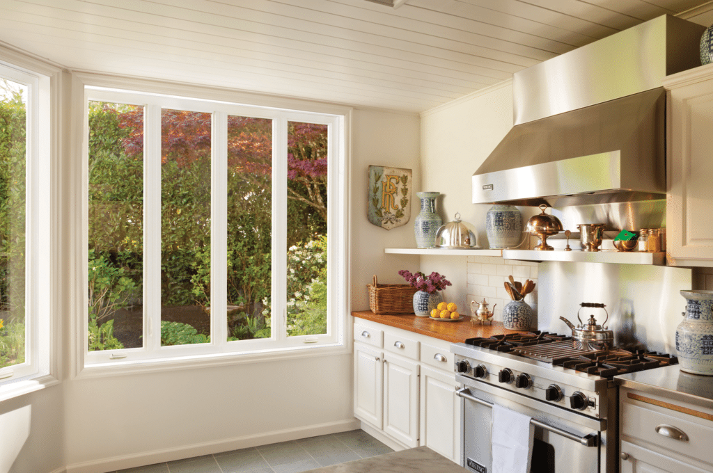 Residential windows in Grand Rapids in a kitchen.  This is a 4-lite casement window.